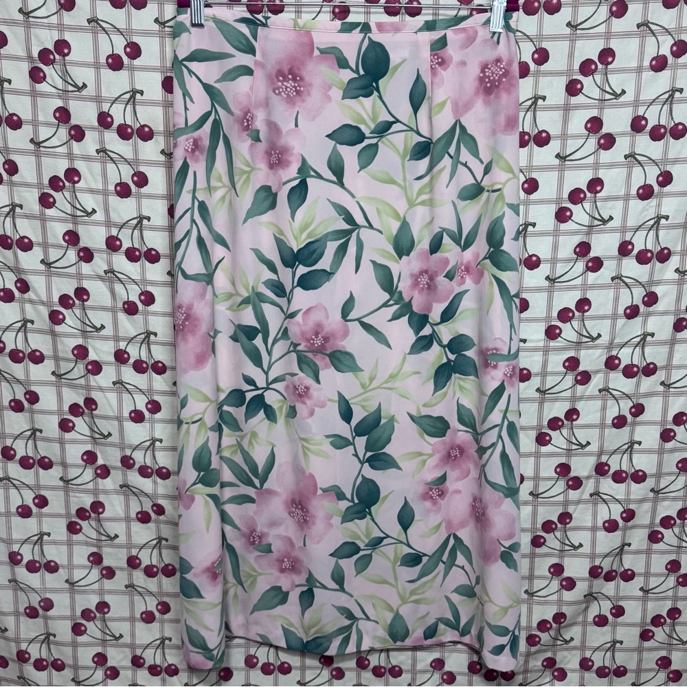 Vintage Jaclyn Smith Pink and Green Floral Skirt